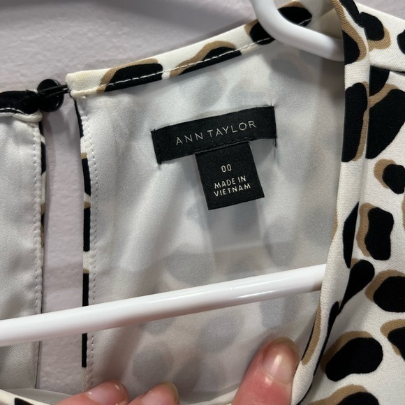 Ann Taylor Women’s Brown White Leopard Animal Print Short Sleeve T Shirt Dress - Picture 6 of 11